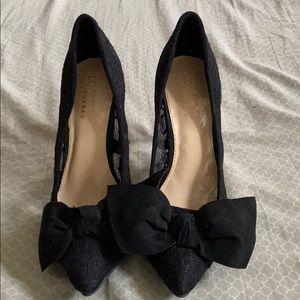 Lauren Conrad Lacy black high heels with bow